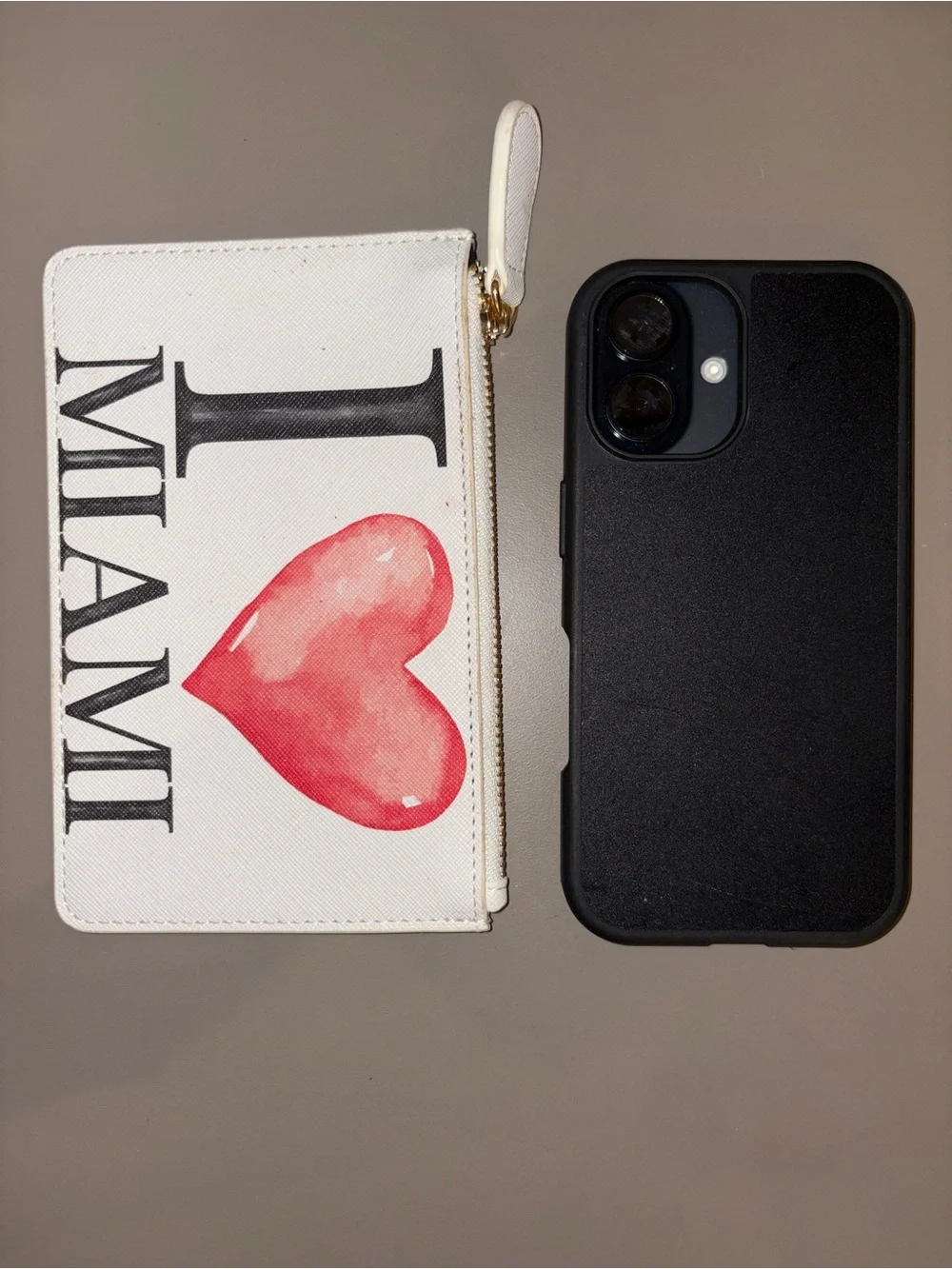 White 'I ♥ MIAMI' faux Leather Zip Wallet - Fashion Women Bag